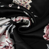 Stretch Satin Printed Flowers Lena Black