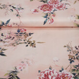 Stretch Satin Printed Flowers Jasmijn Peach