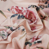Stretch Satin Printed Flowers Jasmijn Peach