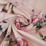 Stretch Satin Printed Flowers Jasmijn Peach