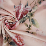 Stretch Satin Printed Flowers Jasmijn Peach