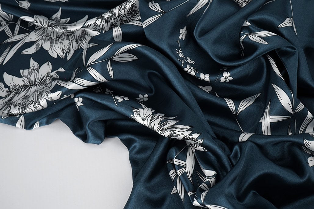 Stretch Satin Printed Flowers Sabrina