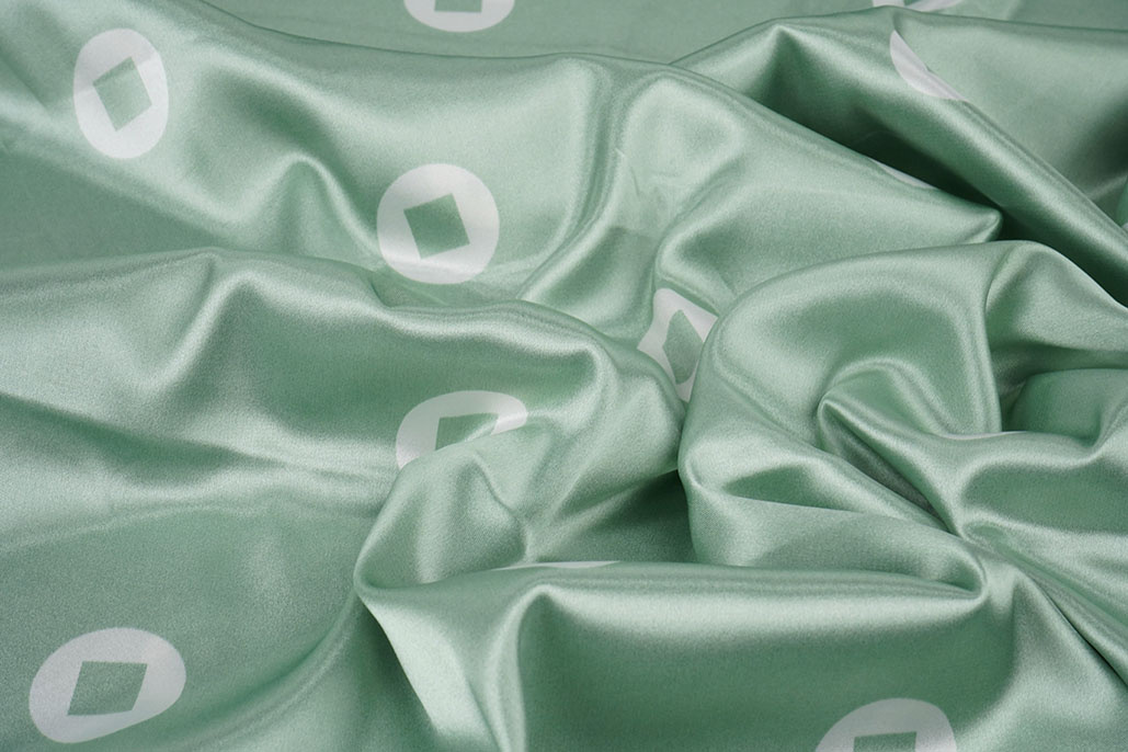 Stretch Satin Printed Pauline Green