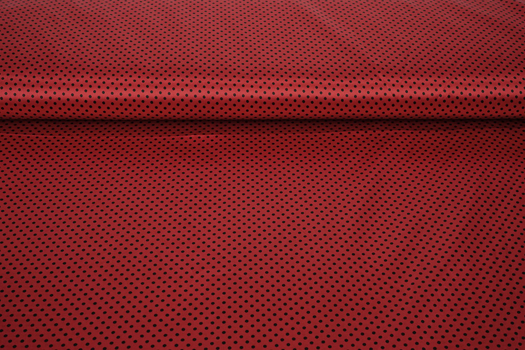 Stretch Satin Bedruckt Punkte Rot Schwarz