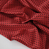 Stretch Satin Printed  Dots Red Black