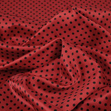 Stretch Satin Printed  Dots Red Black