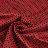 Stretch Satin Printed  Dots Red Black