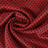 Stretch Satin Printed  Dots Red Black