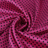 Stretch Satin Printed  Dots Cyclamen Black