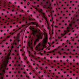 Stretch Satin Bedruckt Punkte Alpenveilchen Schwarz