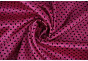 Stretch Satin Bedruckt Punkte Alpenveilchen Schwarz