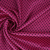 Stretch Satin Printed  Dots Cyclamen Black