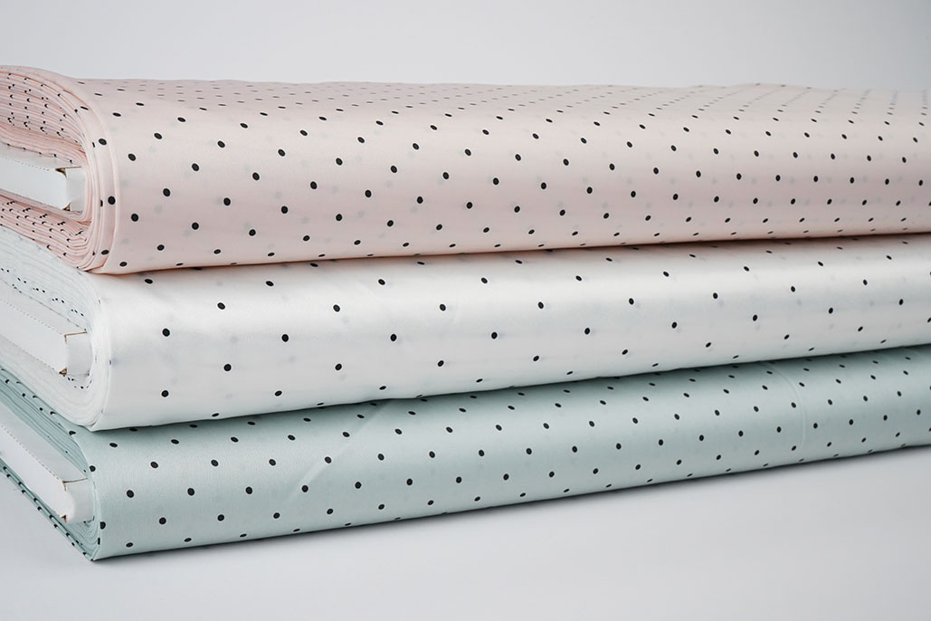 Stretch Satin Printed  Dots Light Old Mint Green