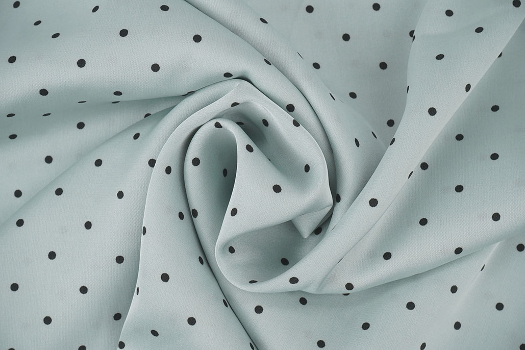Stretch Satin Printed  Dots Light Old Mint Green