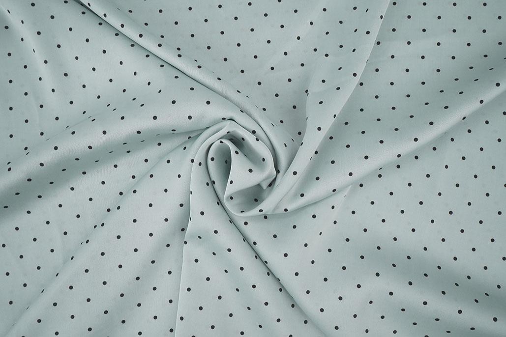 Stretch Satin Printed  Dots Light Old Mint Green