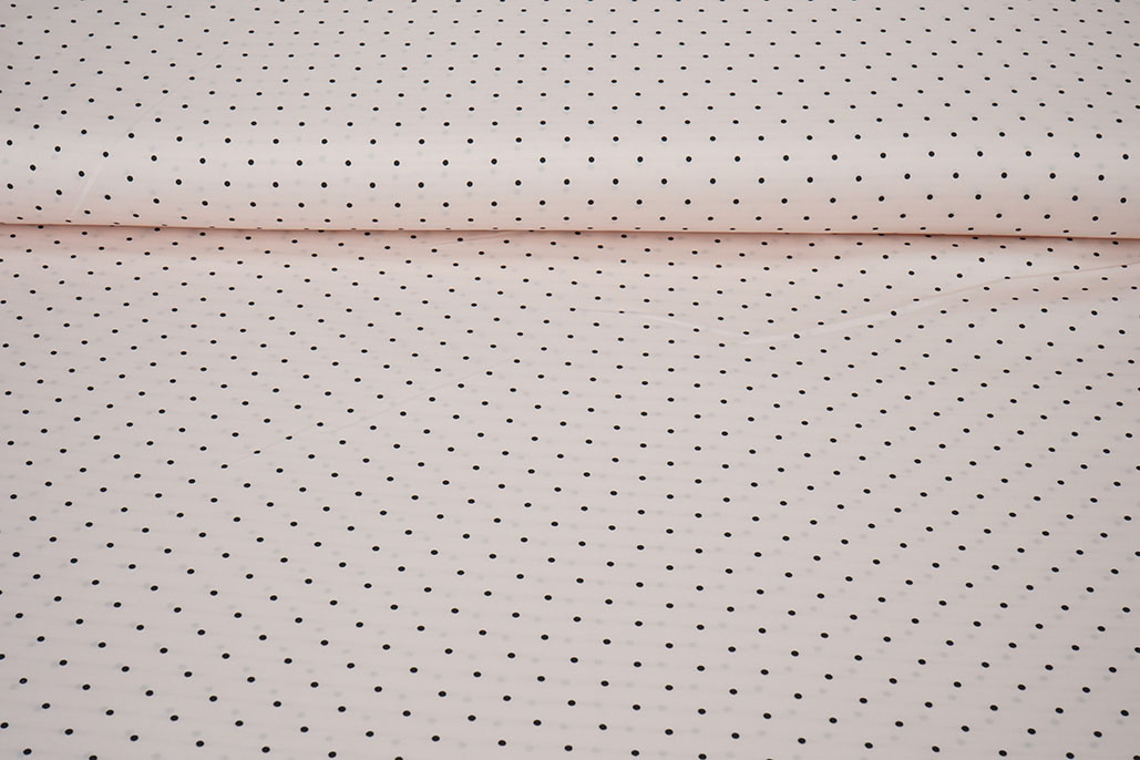 Stretch Satin Printed Dots Light Light Pink