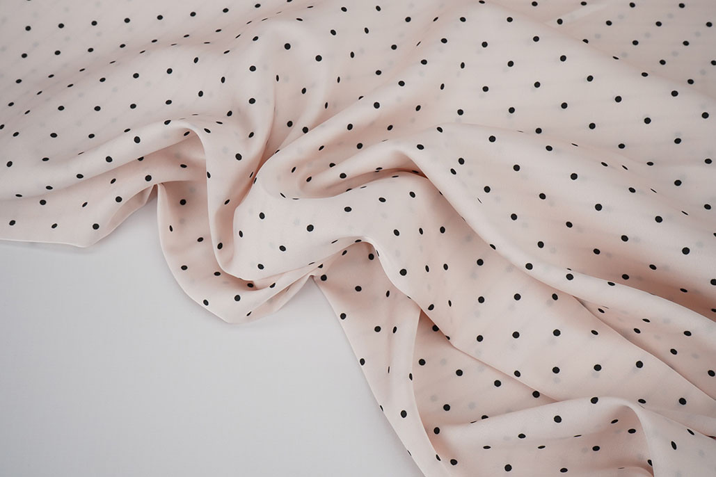 Stretch Satin Printed Dots Light Light Pink