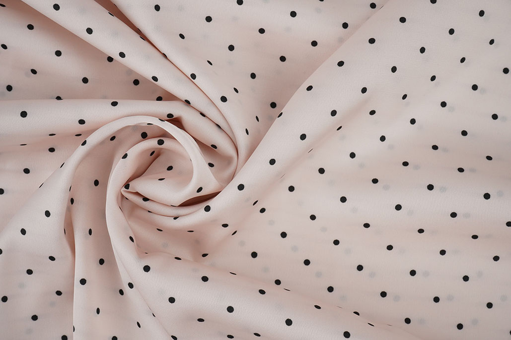 Stretch Satin Printed Dots Light Light Pink