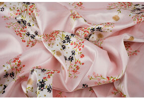 Stretch Satin Printed Flowers Leslie
