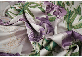 Stretch Satin Printed Flowers Els
