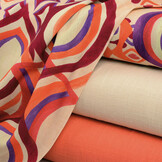 Viscose Linen Digital Drops Motives Red