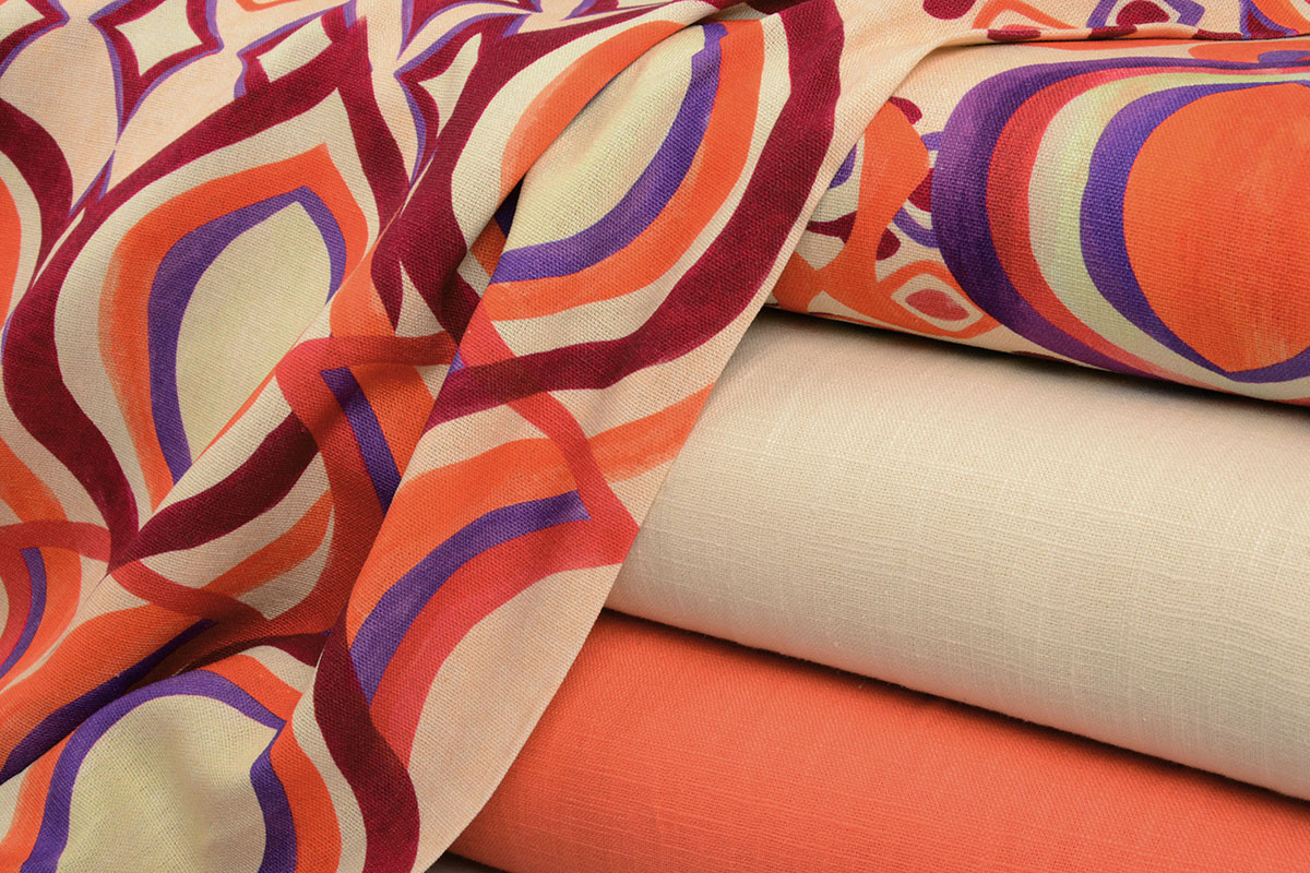 Viscose Linnen Digitaal Drops Motives Rood