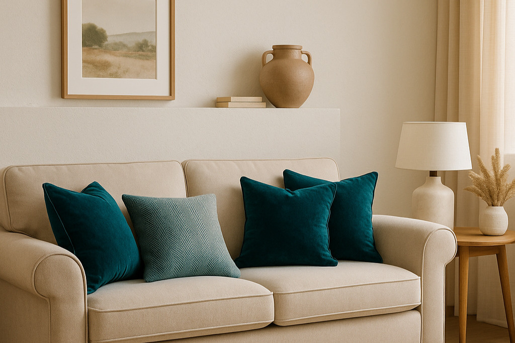 Sfeervolle kussens van petrol stof