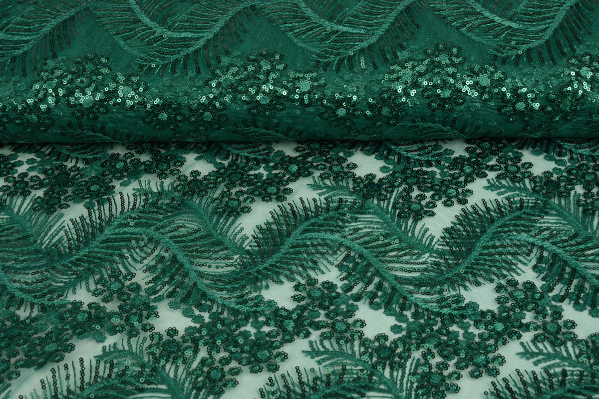 Mesh Embroidered Sequins Lizanne Sea Green