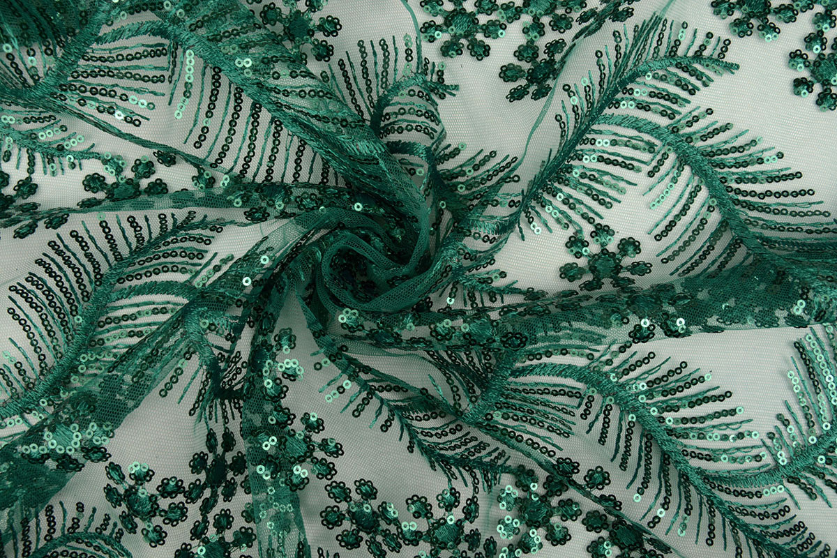 Mesh Embroidered Sequins Lizanne Sea Green