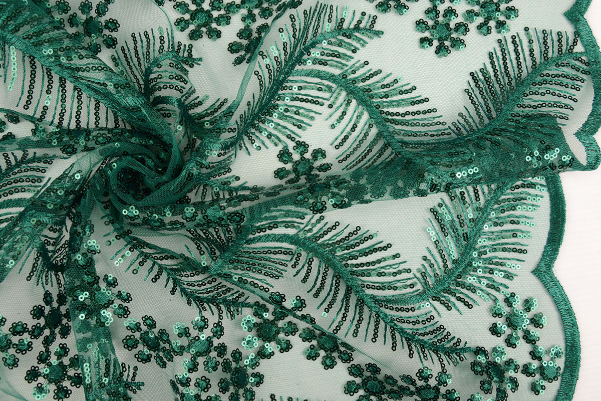 Mesh Embroidered Sequins Lizanne Sea Green