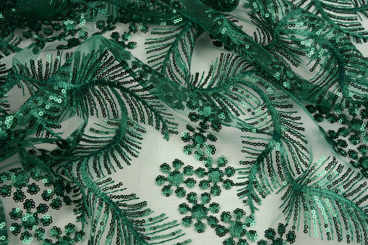 Mesh Embroidered Sequins Lizanne Sea Green