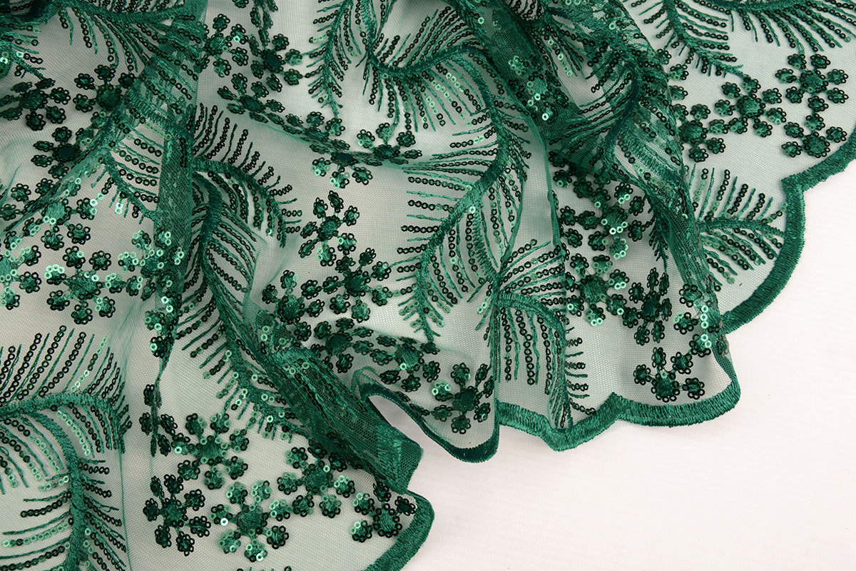Mesh Embroidered Sequins Lizanne Sea Green