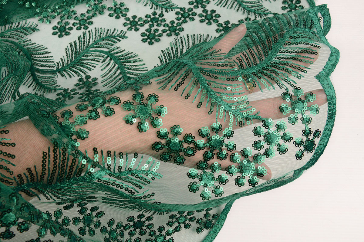 Mesh Embroidered Sequins Lizanne Sea Green