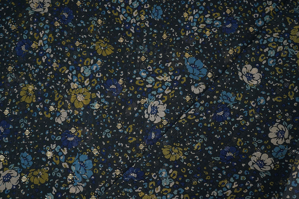 Chiffon Foil Feroce Flora Marineblau