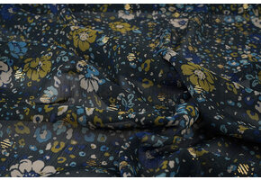 Chiffon Foil Feroce Flora Marine Blauw