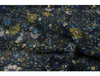 Chiffon Foil Feroce Flora Navy Blue