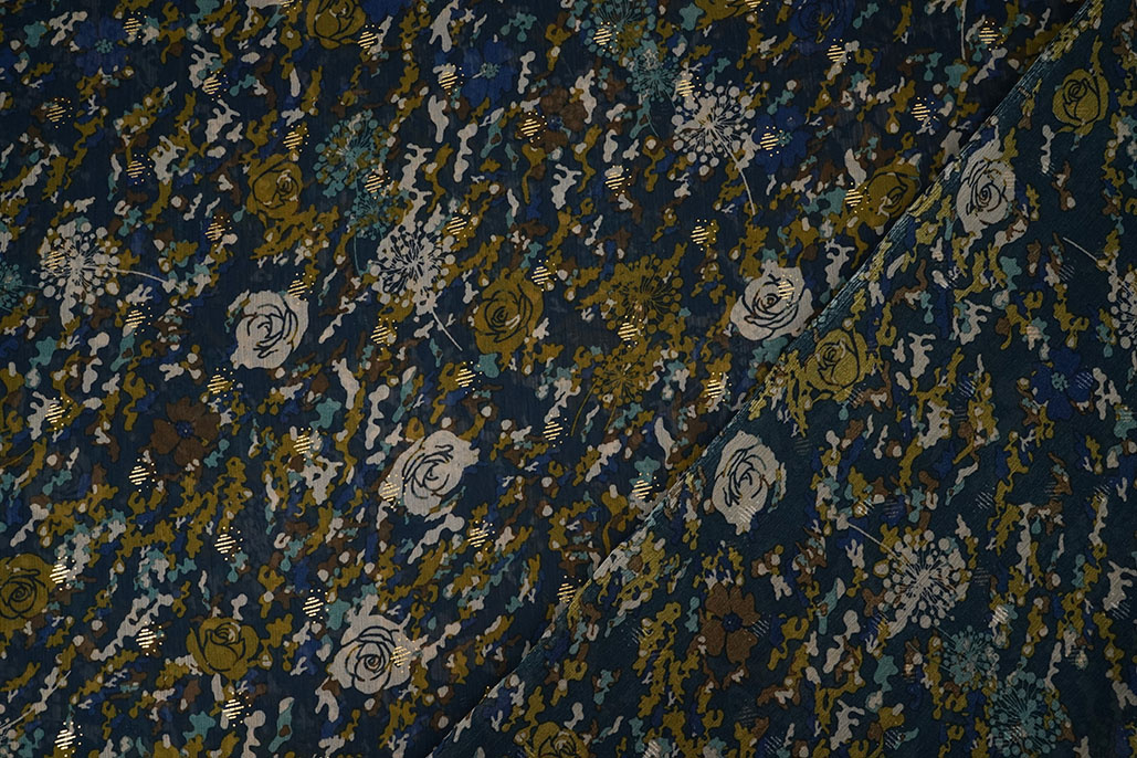 Chiffon Foil Camofleur Marineblau