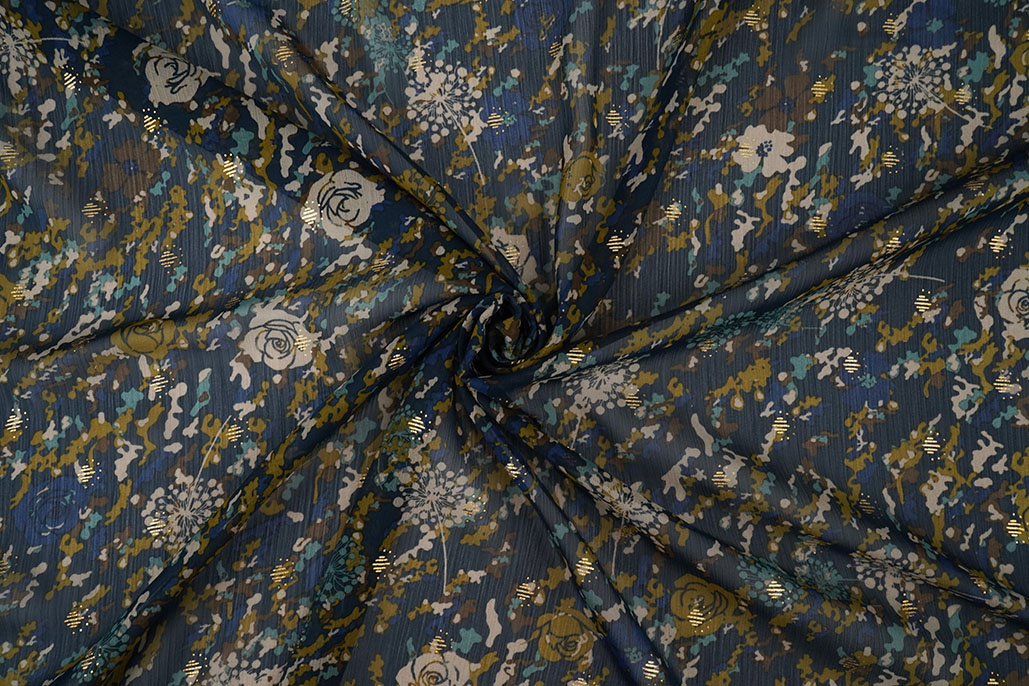 Chiffon Foil Camofleur Marineblau