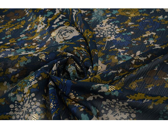 Chiffon Foil Camofleur  Navy Blue
