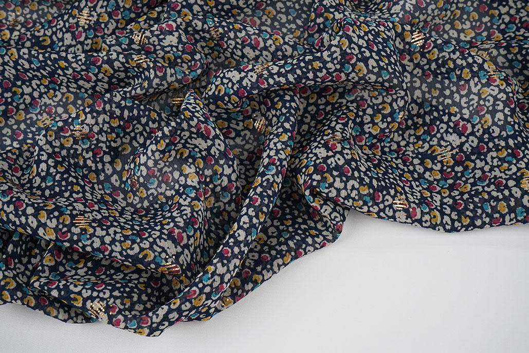 Chiffon Foil Sauvage Marine Blauw