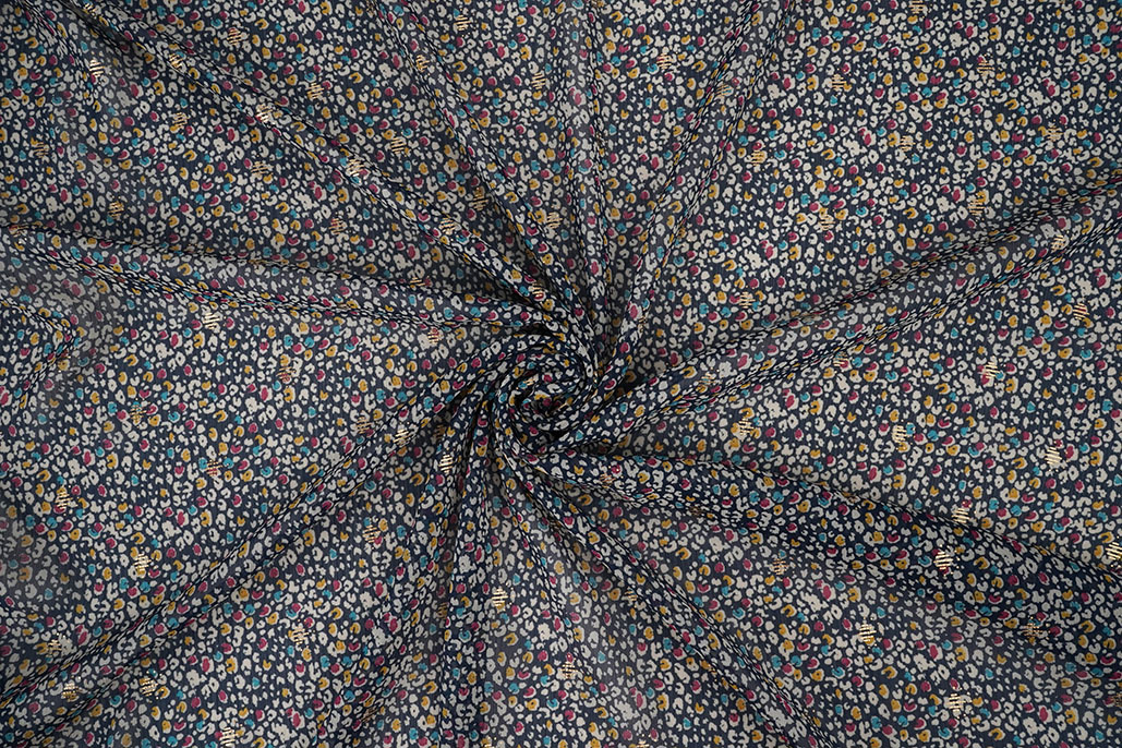 Chiffon Foil Sauvage Marine Blauw