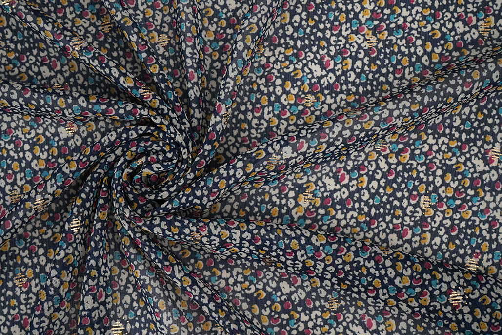 Chiffon Foil Sauvage Marine Blauw