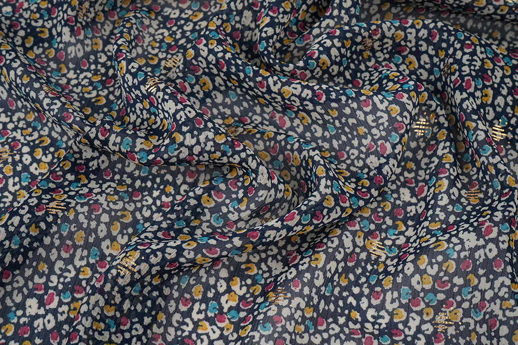 Chiffon Foil Sauvage Marine Blauw