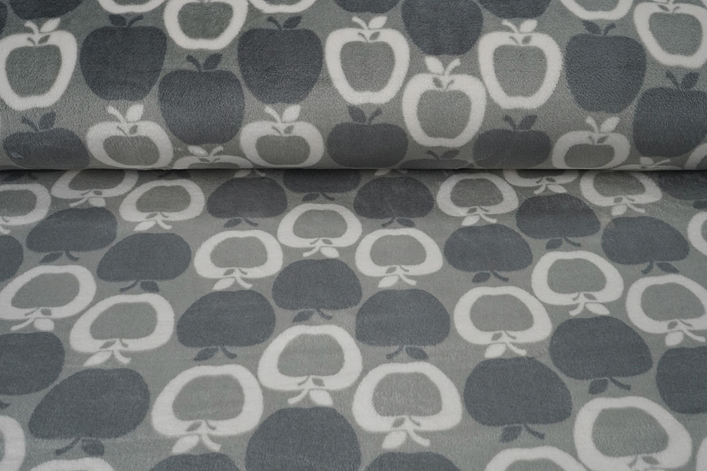 Flanell Fleece Apfel Grau