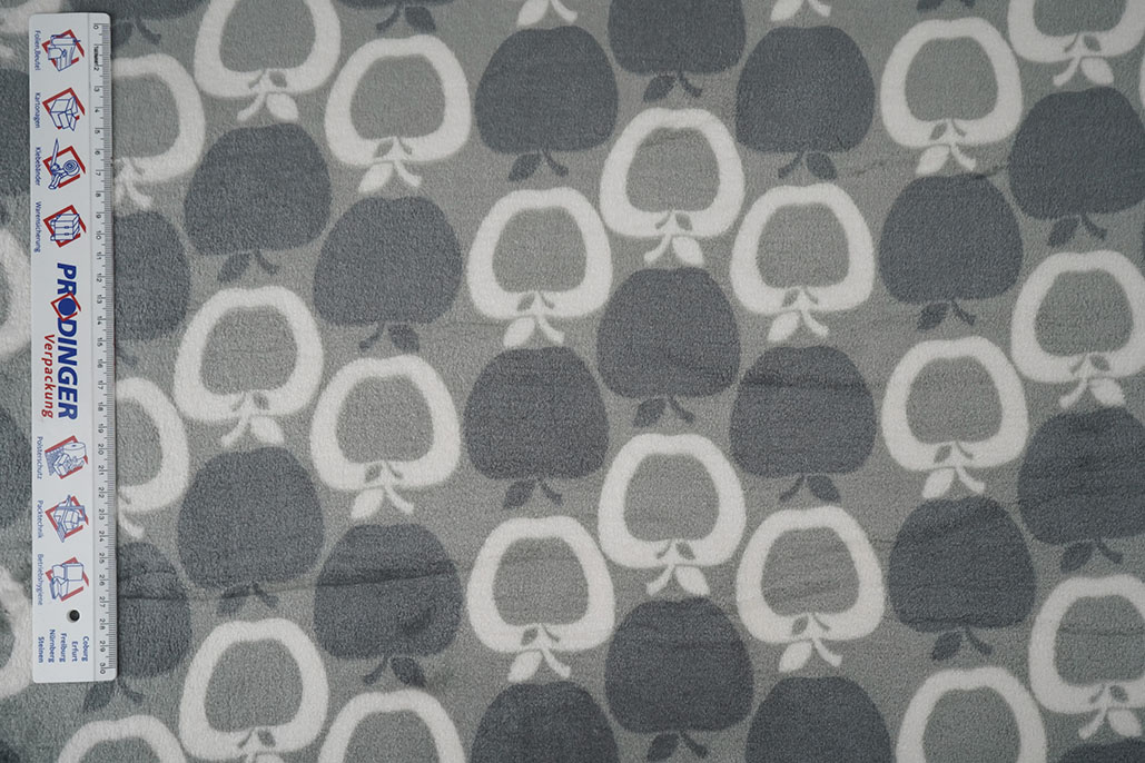 Flanell Fleece Apfel Grau