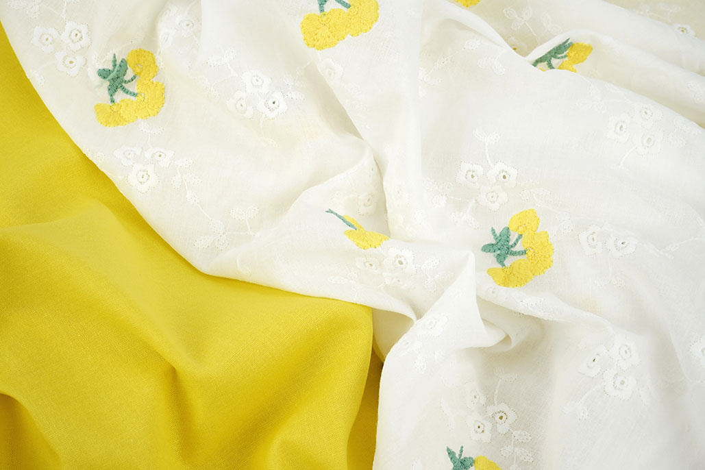 Stickerei Baumwolle Blume Kaylee Gelb