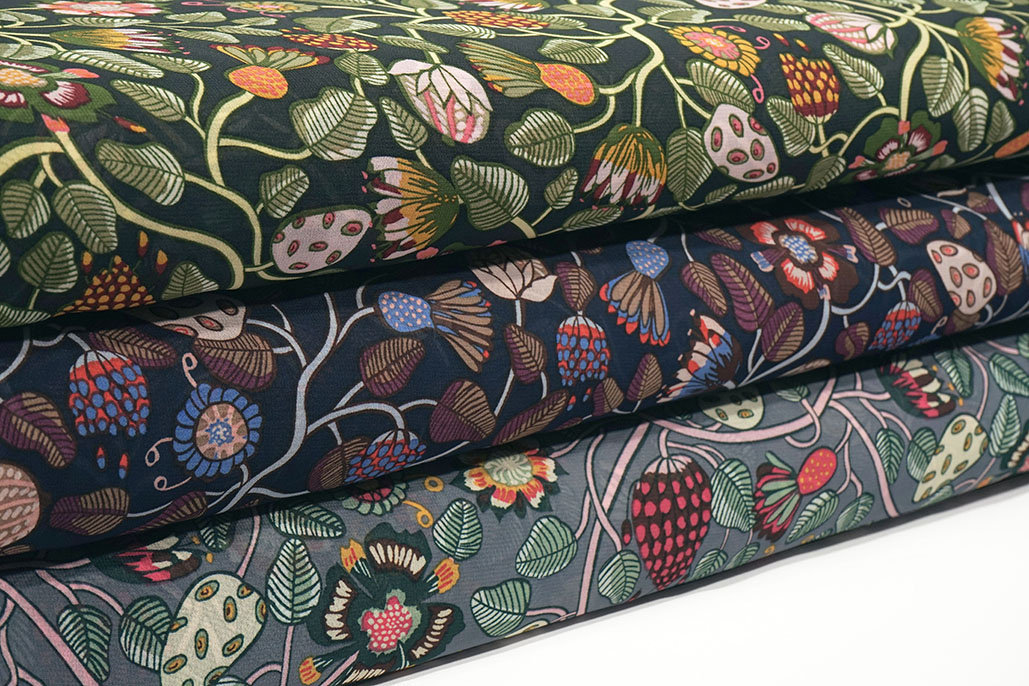 Chiffon Bedrukt Siennaflor Zwart