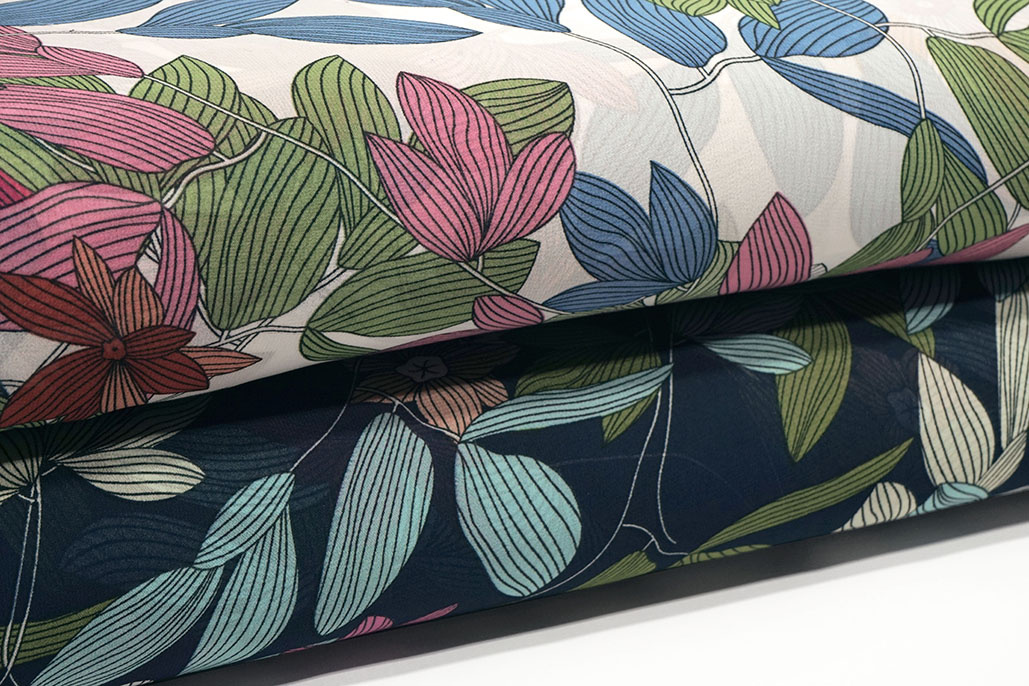 Chiffon Printed Miraflora White