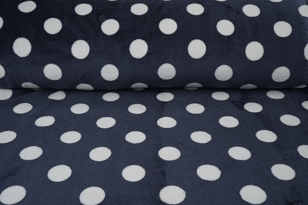 Flannel Fleece Dots Navy Blue