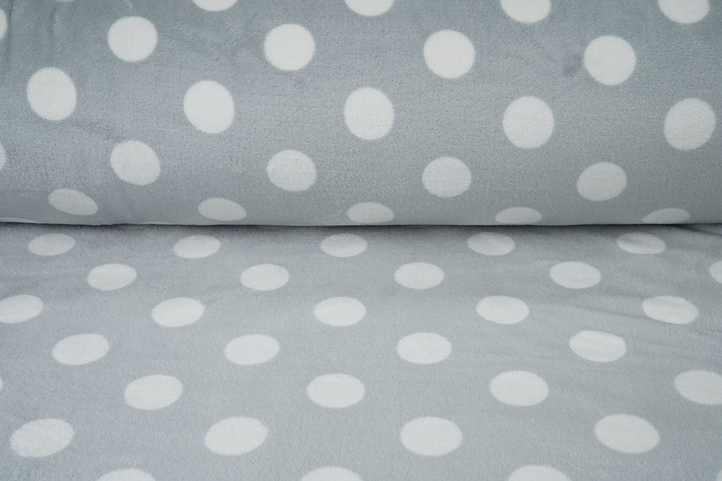 Flannel Fleece Dots Light Grey